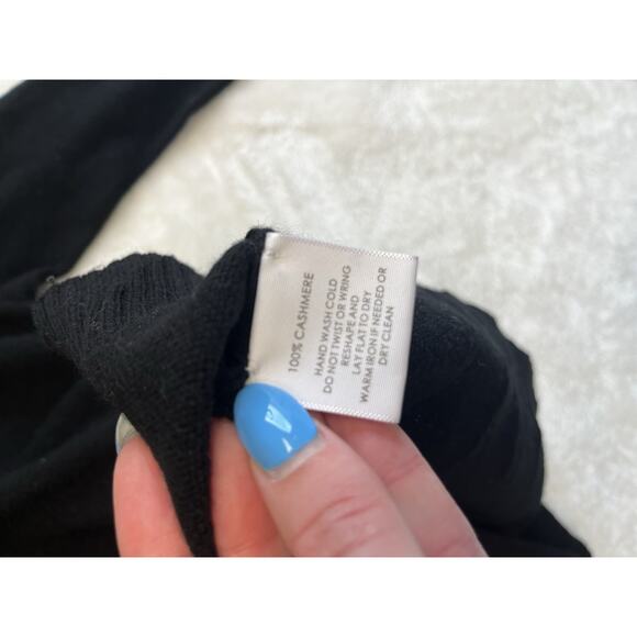 White Warren Sweater XL Black 100% Cashmere Long Sleeve 1/4 Zip - Picture 7 of 8